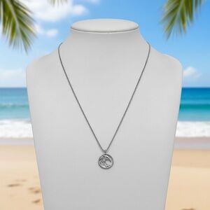Rare Silver Wave Pendant Necklace
